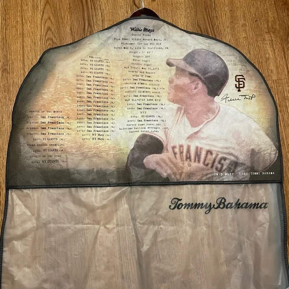 Tommy Bahama Tommy Willie Mays San Francisco Giants Camp Garment Bag hanger